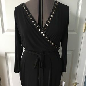 Calvin Klein sz 12 black dress with grommet trim